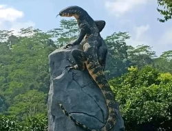 Tugu Biawak di Wonosobo Viral, Warganet Kagum dengan Detail Realistisnya