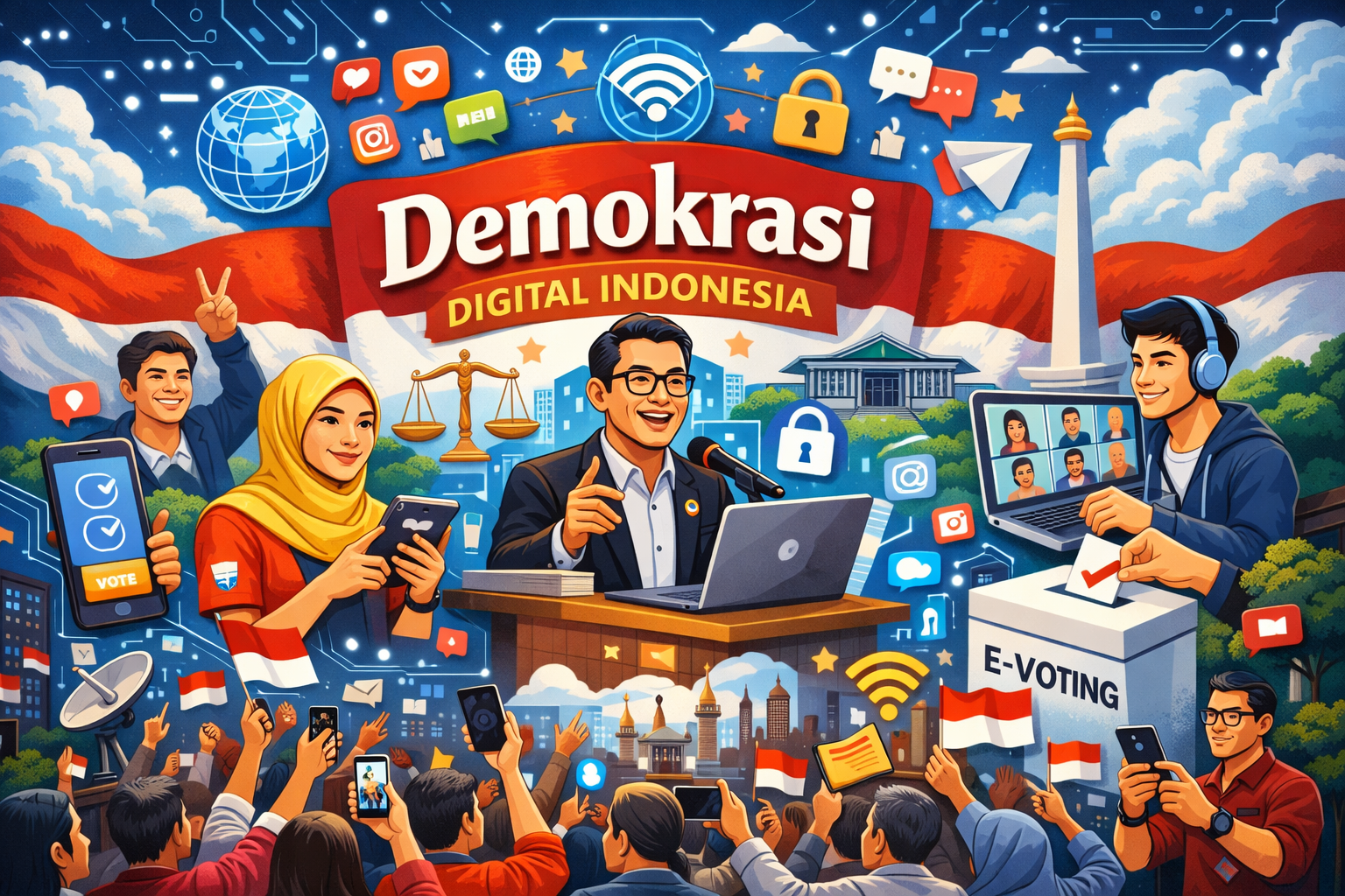 ilustrasi demokrasi digital