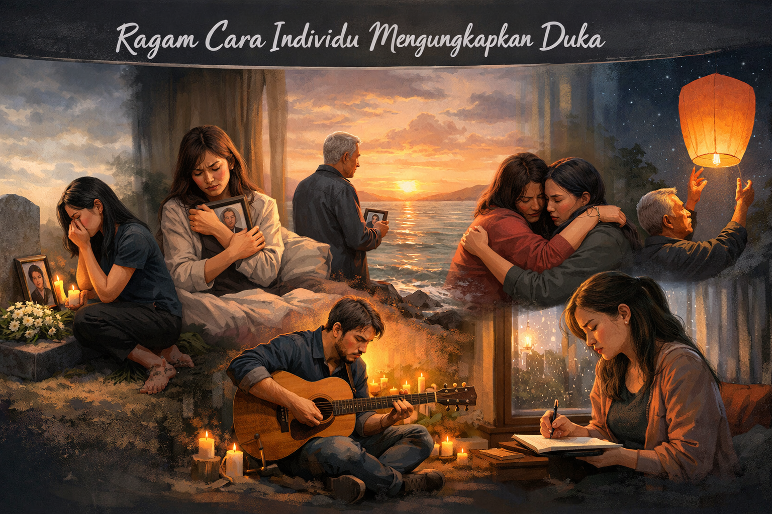 ilustrasi Ragam Cara Individu Mengungkapkan Duka