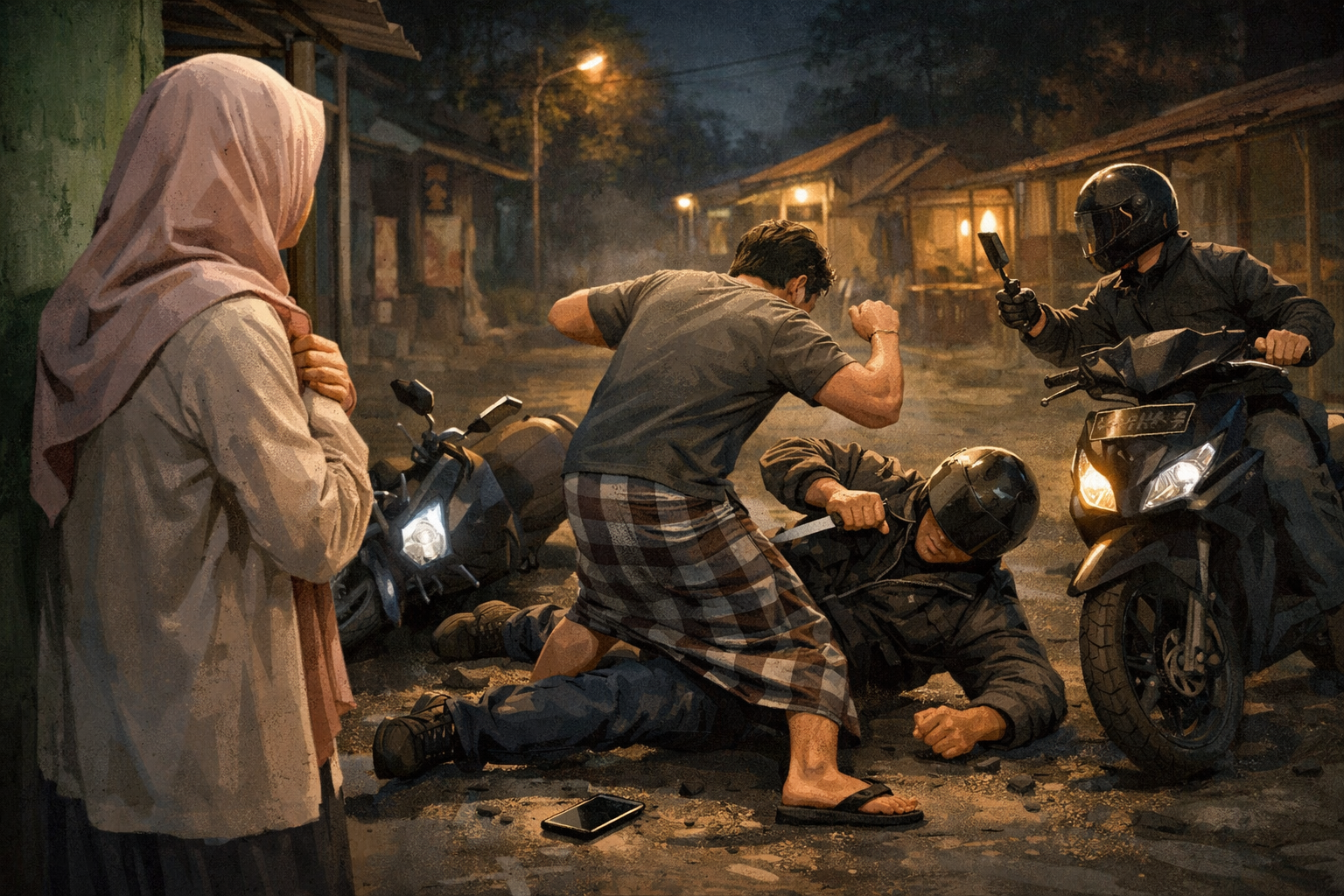 ilustrasi suami cegah begal istri saat sahur