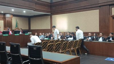 Beneficial Owner PT Orbit Terminal Merak (PT OTM) Muhamad Kerry Adrianto Riza diperiksa sebagai saksi untuk sidang lanjutan kasus dugaan korupsi tata kelola minyak mentah dan produk kilang PT Pertamina Persero untuk terdakwa Direktur Pemasaran dan Niaga PT Pertamina Persero periode April 2012-2014 Hanung Budya Yuktyanta dan Eks VP Supply dan Distribusi PT Pertamina (Persero) Alfian Nasution di Pengadilan Tipikor Jakarta, Selasa (31/3/2026).(Shela Octavia)