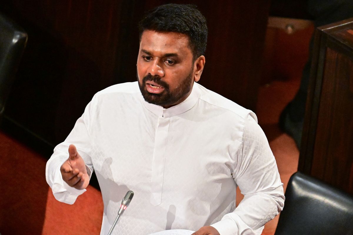 Presiden Sri Lanka Anura Kumara Dissanayake menyampaikan anggaran tahun 2026 kepada parlemen di Kolombo pada tanggal 7 November 2025.