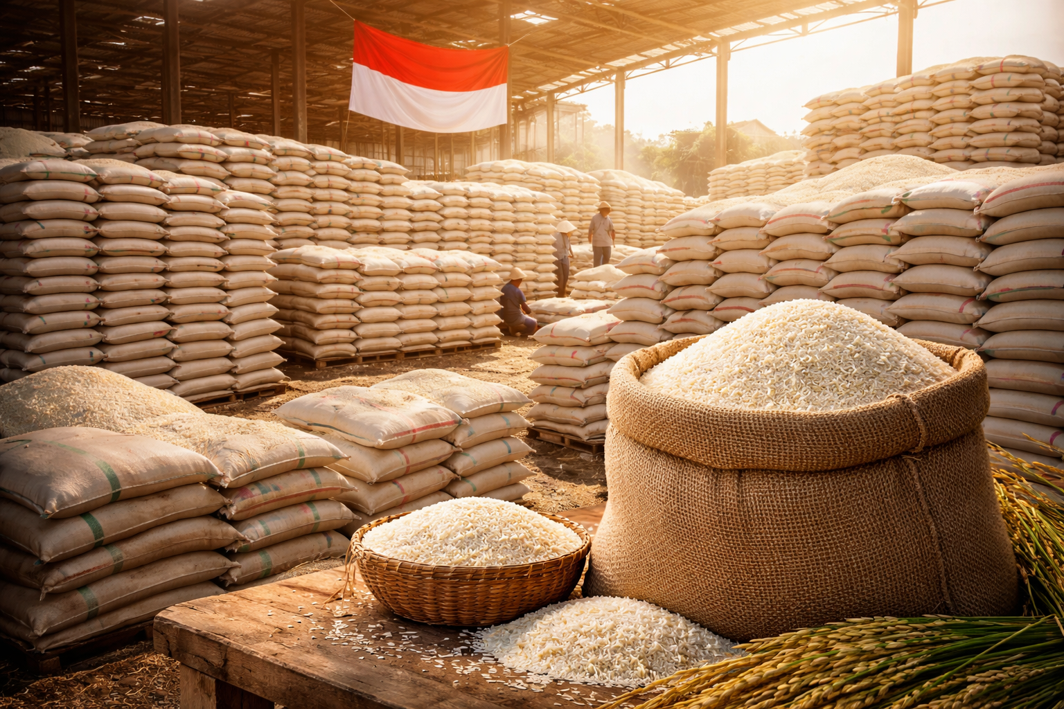 ilustrasi stok beras