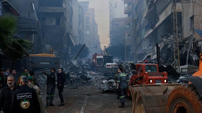 Foto: Salah satu sudut kota di Lebanon yang terkena serangan Israel (Getty Images/Daniel Carde)
