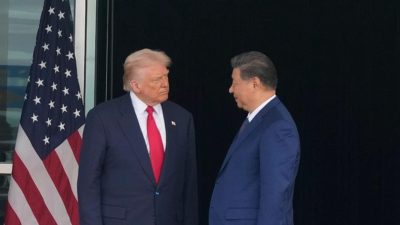 Presiden Amerika Serikat Donald Trump dan Presiden Tiongkok Xi Jinping.(Dok. AP/Mark Schiefelbein)