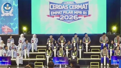 Tangkapan layar - Final Lomba Cerdas Cermat Empat Pilar MPR RI 2026 tingkat Provinsi Kalimantan Barat di Pontianak, Sabtu (9/5/2026).