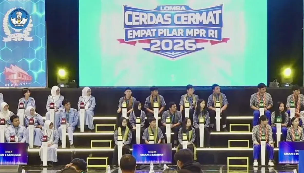 Tangkapan layar - Final Lomba Cerdas Cermat Empat Pilar MPR RI 2026 tingkat Provinsi Kalimantan Barat di Pontianak, Sabtu (9/5/2026).