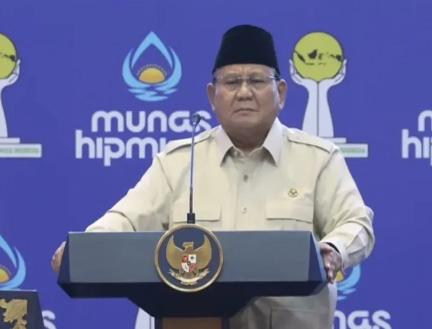 Tangkapan layar - Presiden Prabowo Subianto ketika membuka Munas XVIII HIPMI di Bandar Lampung, Provinsi Lampung, Rabu (10/6/2026). ANTARA/Prisca Triferna