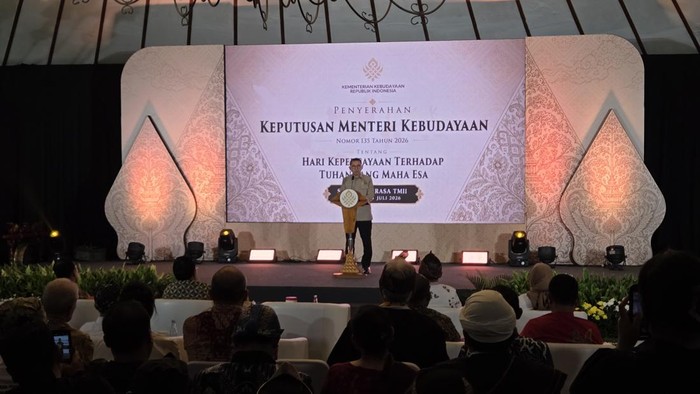 Foto: Menteri Kebudayaan (Menbud) Fadli Zon menetapkan tanggal 13 Juli sebagai Hari Kepercayaan Terhadap Tuhan Yang Maha Esa (Taufiq/detikcom)